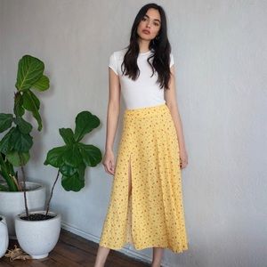 Flower print mid length skirt